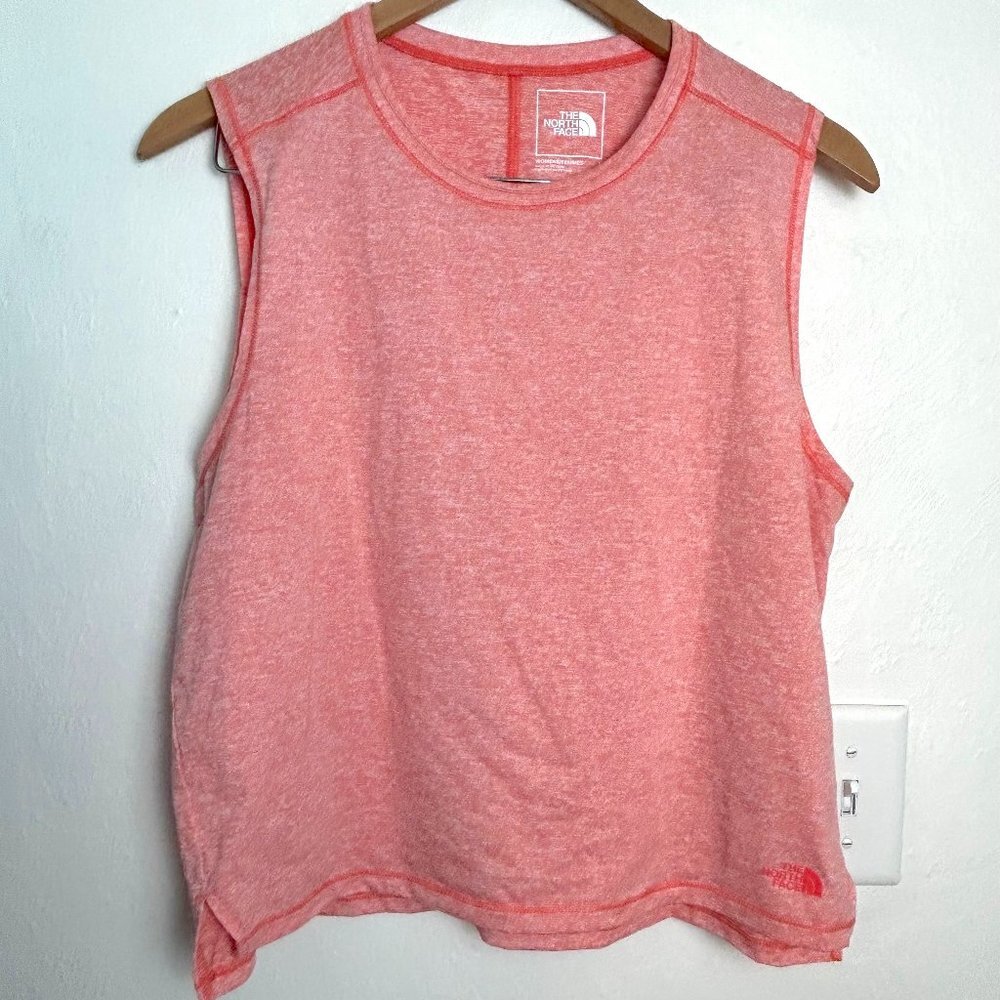 The North Face Tank Top Women's Large Crop Sleeveless Orange Wide Strap
